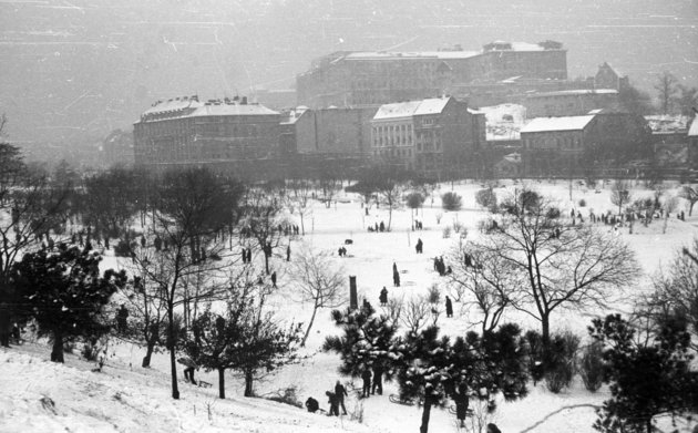 Téli móka a budai vár alatt, 1959 (Fortepan/Nagy Gyula)