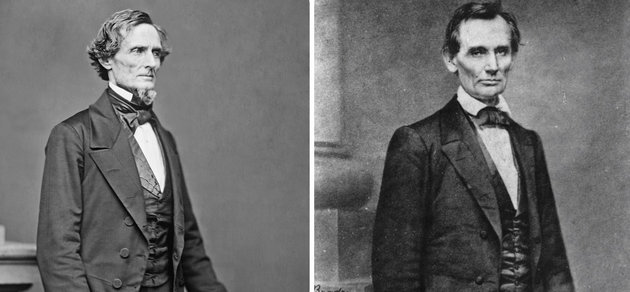 Jefferson Davis (b.) és Abraham Lincoln (j.)