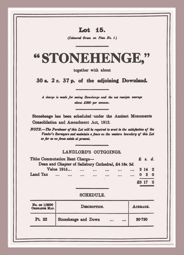 A Stonehenge az 1915-ös aukció katalógusában