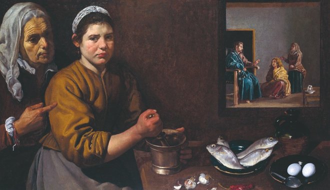 Diego Velázquez: Krisztus Márta és Mária házában<br />
