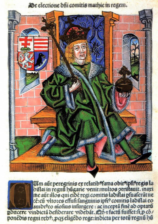 Mátyás király portréja Thuróczy János krónikájában