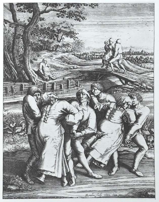 A táncoló kór Hendrik Hondius 1642-es metszetén