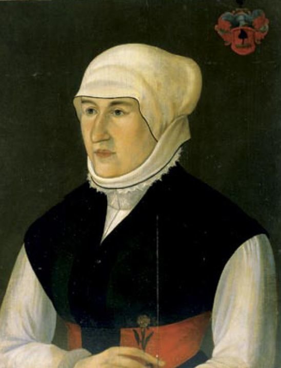 A hagyomány szerint a festmény Lorántffy Zsuzsannát ábrázolja