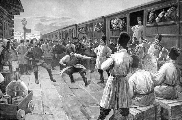 Jelenet 1904-ből, a transzszibériai vasútvonal egyik állomásán