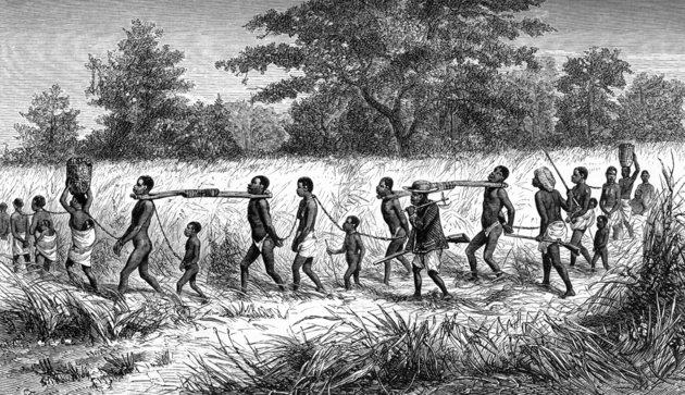 Utazásai során a rabszolga-kereskedelem útvonalait is feltérképezte (A kép illusztráció David Livingstone útleírásából)