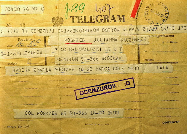 Cenzúrázott távirat 1982-ből (forrás: Wikipedia / Stiopa / CC BY-SA 3.0)