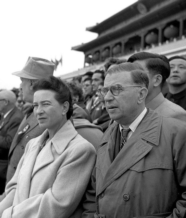 Társával, Jean-Paul Sartre-ral Pekingben, 1955