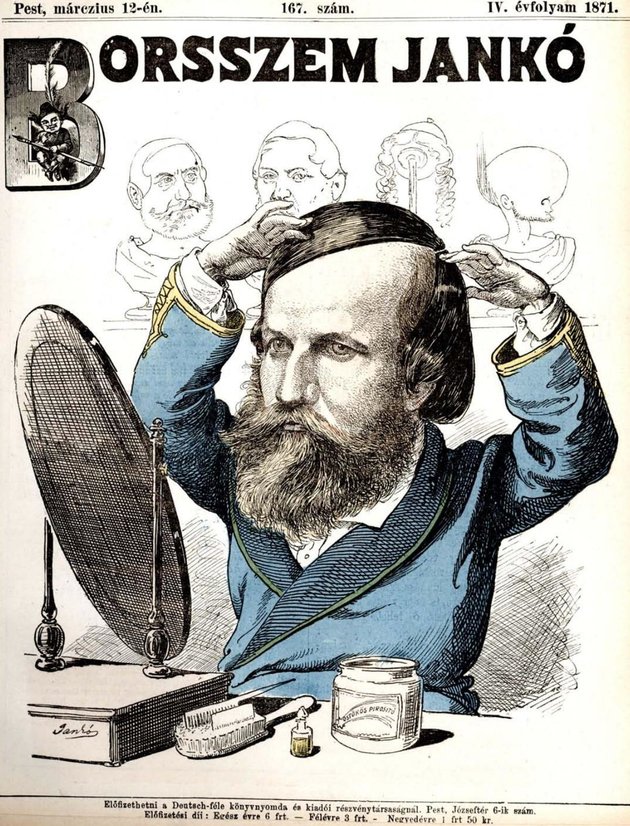 A politikai karikatúrák sem tudták – végérvényesen – megtörni Jókai Mór népszerűségét (Borsszem Jankó, 167. szám, 1871)