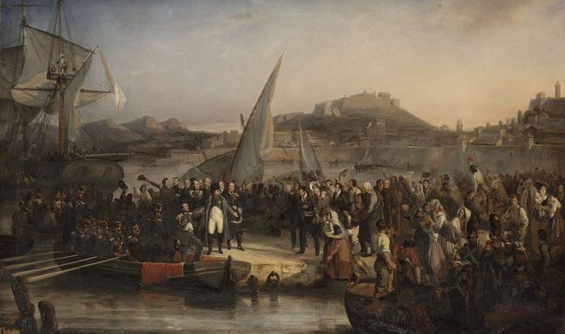 Napóleon távozása Elba szigetéről (Joseph Beaume 1836-os festménye)