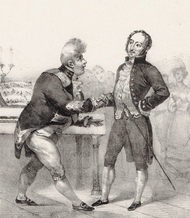Rossini látogatosa IV. György brit királynál (Charles Motte 1823-as alkotása)