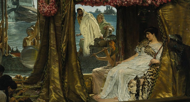 Sir Lawrence Alma-Tadema festménye Kleopátra és Antonius találkozásáról
