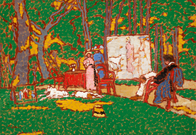 Rippl-Rónai József: Parkban festem Lazarine-t és Anellát, Hepiéknek melegük van, 1910-1911