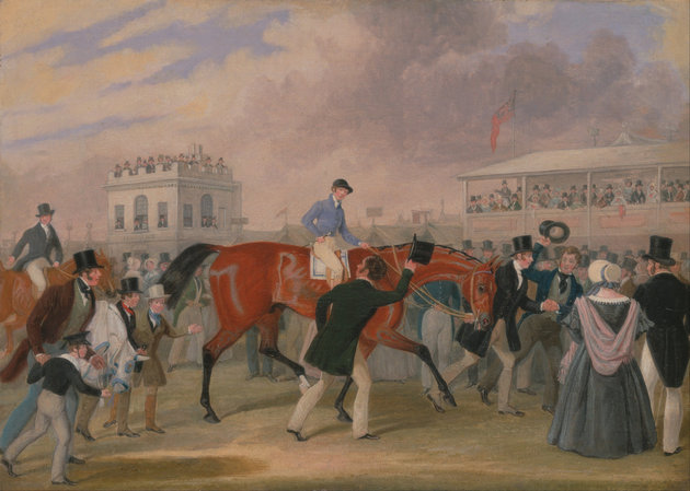 A lóversenyek hangulata James Pollard festményén (1840-es évek)