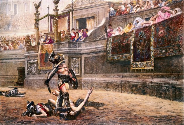 A rómaiak által harmadik rabszolgaháborúnak nevezett felkelést körülbelül 70 szökött gladiátor robbantotta ki A maréknyi harcosból hamar százezer főnél is többet számláló, félelmetes sereg lett. Illusztráció Jean-Léon Gérôme 1872-es, Pollice Verso (Hüvelykujj lefelé) című festménye nyomán.