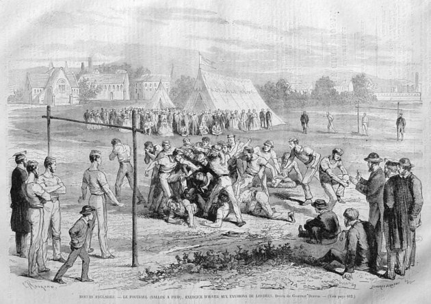 Egy londoni futball-mérkőzés ábrázolása, 1868.