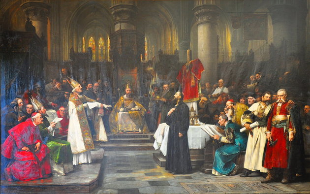 Václav Brožík festménye a bűnösnek ítélt Husz Jánosról
