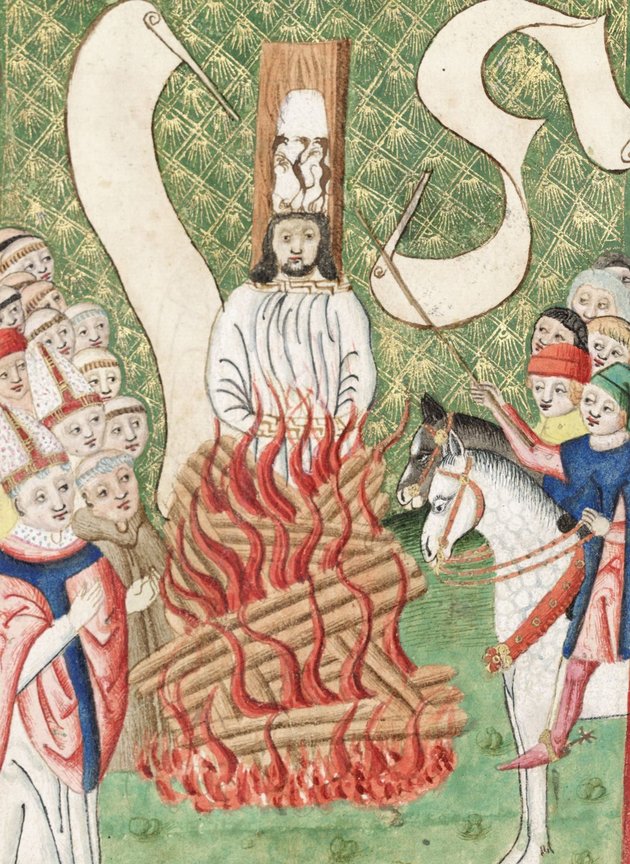 A vallásreformer máglyahalála egy 1500 körül készült kódexben