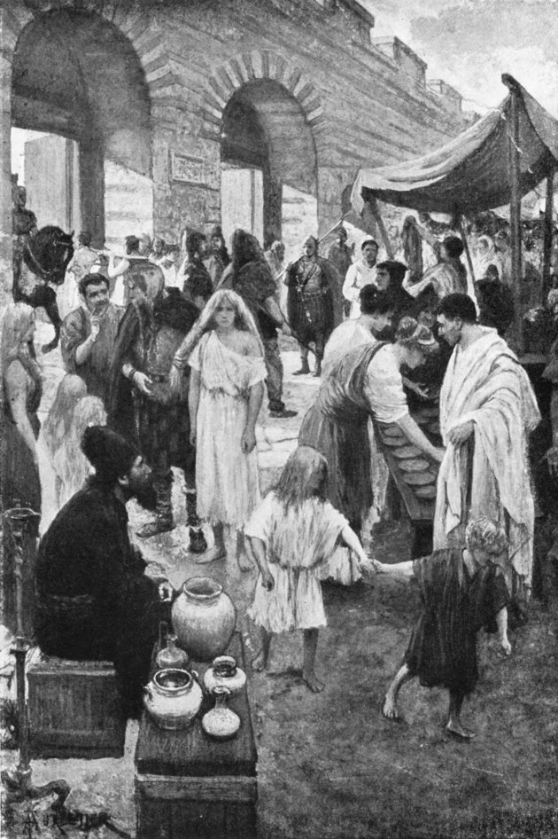 Római piac Amédée Forestier (1854-1930) ábrázolásán
