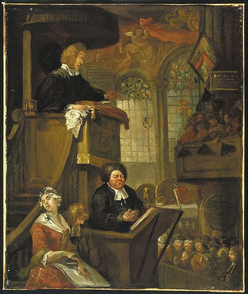 William Hogarth: Az alvó gyülekezet, 1728.