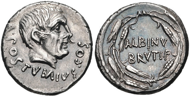 Decimus Brutust ábrázoló római érme i. e. 48-ból (Wikipedia / Classical Numismatic Group, Inc. / CC BY-SA 2.5)